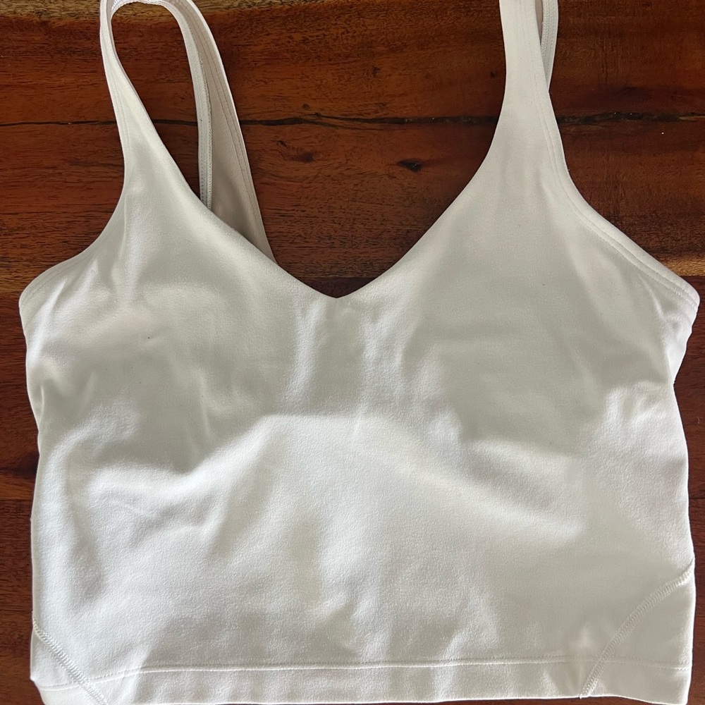 White Lululemon size 4 Align white cropped tank no pads included.